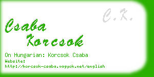 csaba korcsok business card
